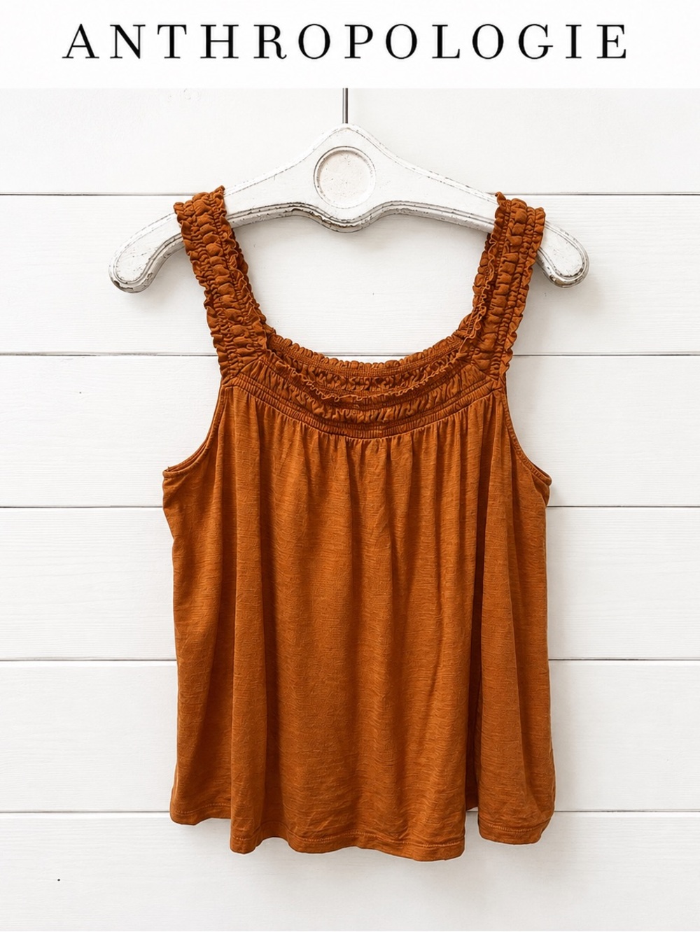 Anthropologie Smocked Tank Top – Rust – Size XL